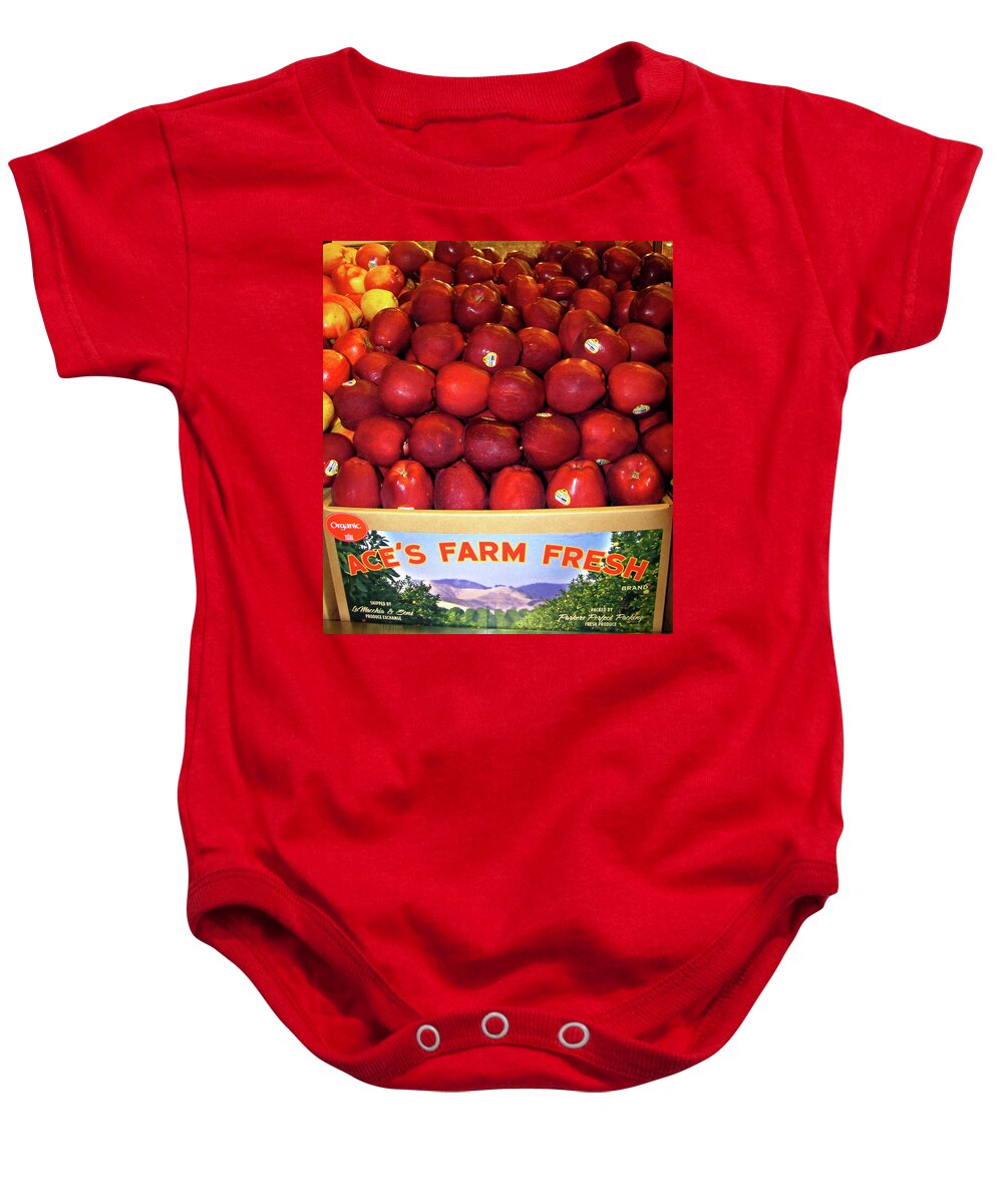 Red Apples Baby Onesie featuring the photograph Ace's Apples by Denise Keegan Frawley