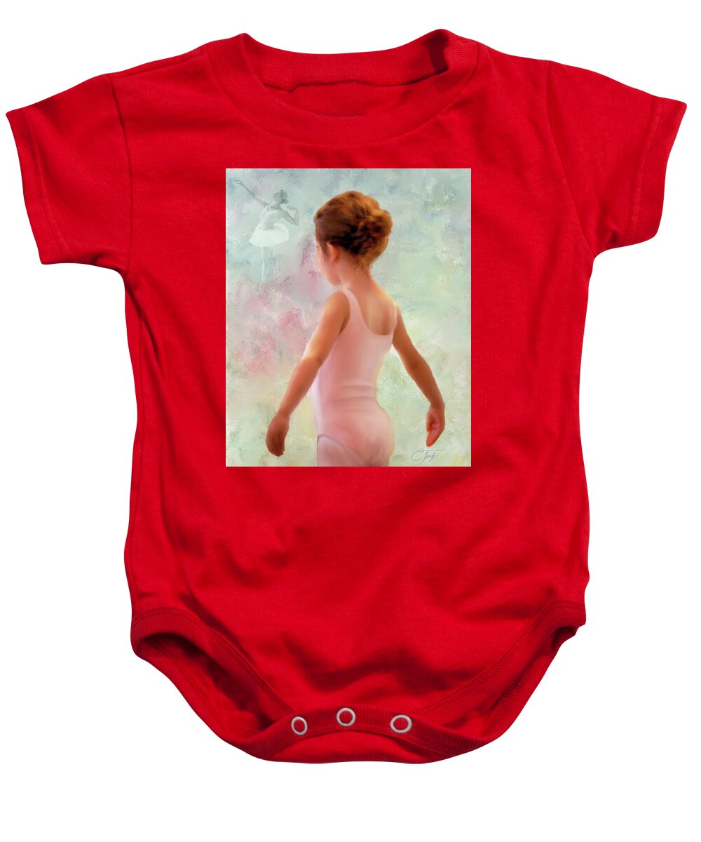 Ballerina Baby Onesie featuring the mixed media Adagio by Colleen Taylor