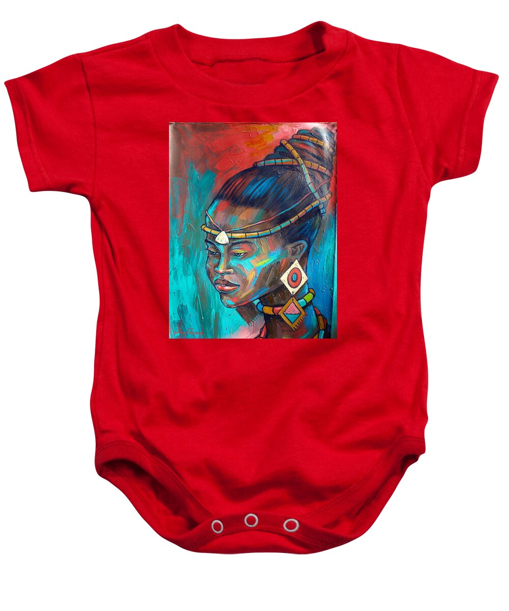 Africa Baby Onesie featuring the painting African Princess by Amakai