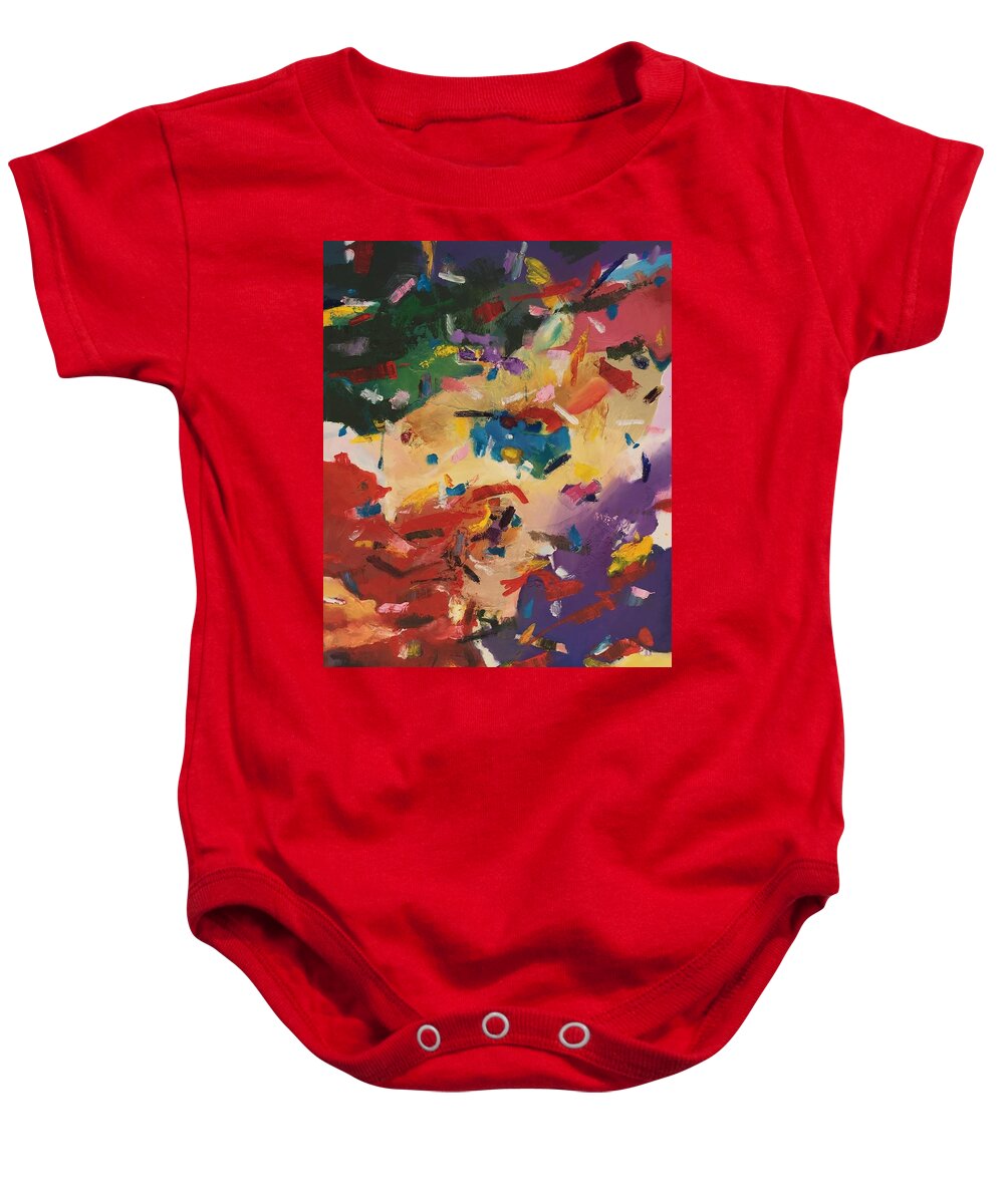 Abstract Baby Onesie featuring the painting Akasha by Atanas Karpeles