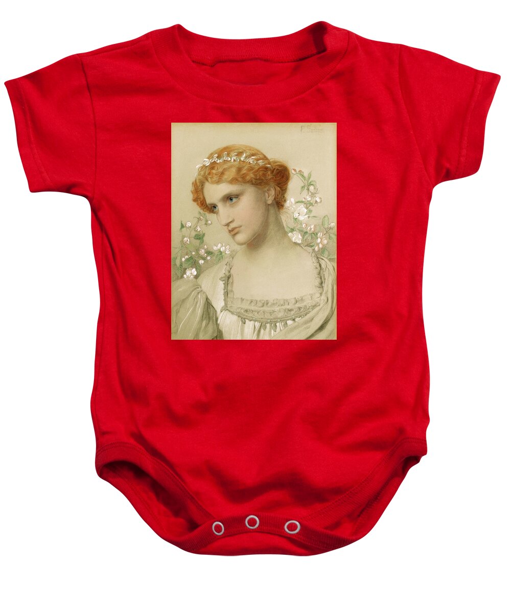 Frederick Sandys Baby Onesie featuring the painting Apple Blossom by Frederick Sandys