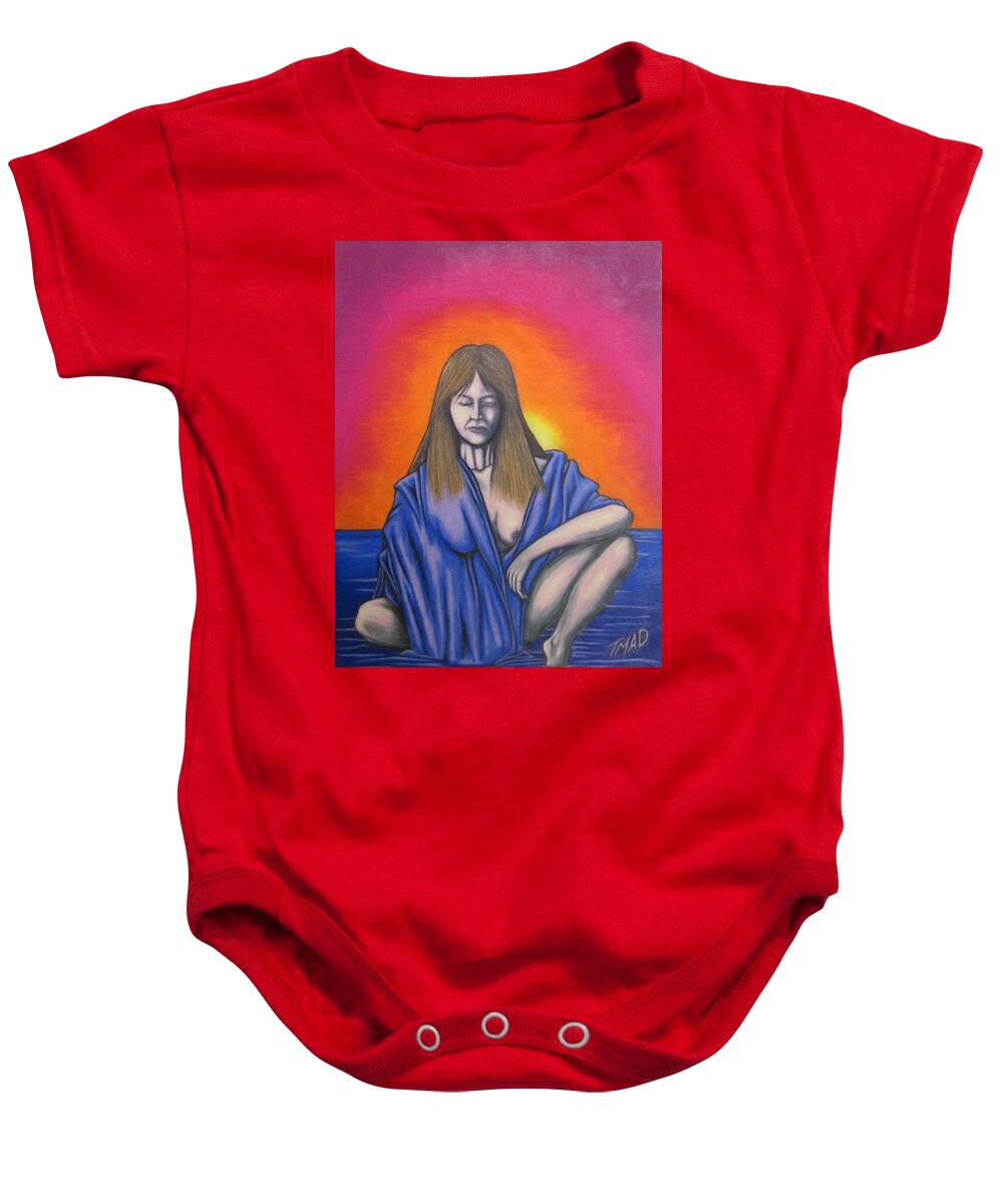 Michael Baby Onesie featuring the drawing Aquarius by Michael TMAD Finney