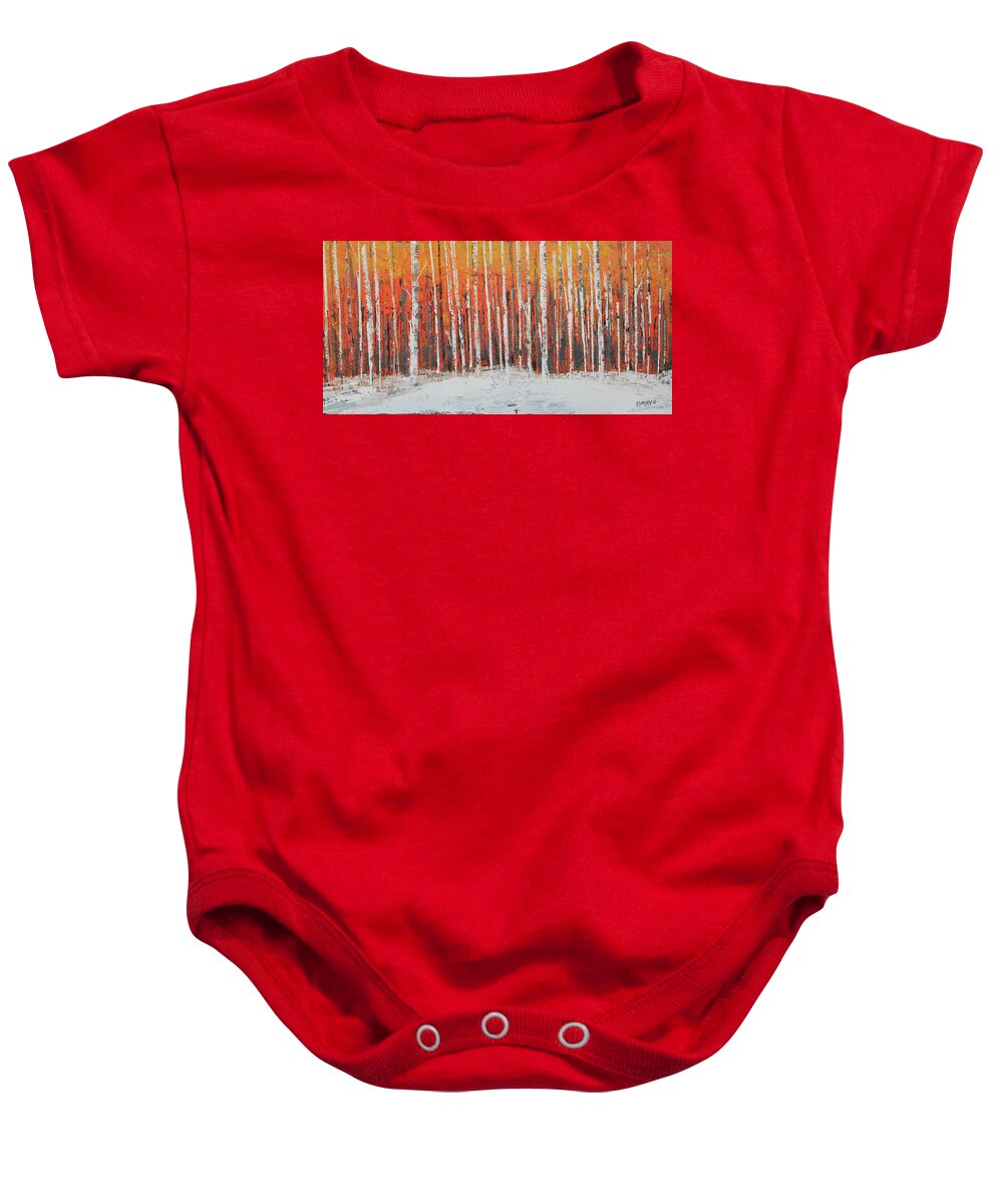 Landscape Baby Onesie featuring the painting Autumn Forest by Rhodes Rumsey