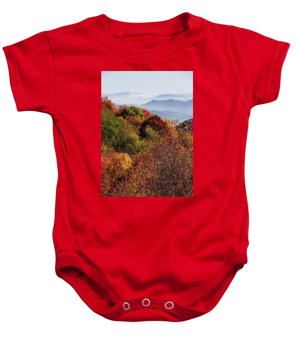Appalachia Baby Onesie featuring the photograph Autumn Overlook in Beauty by Debra and Dave Vanderlaan