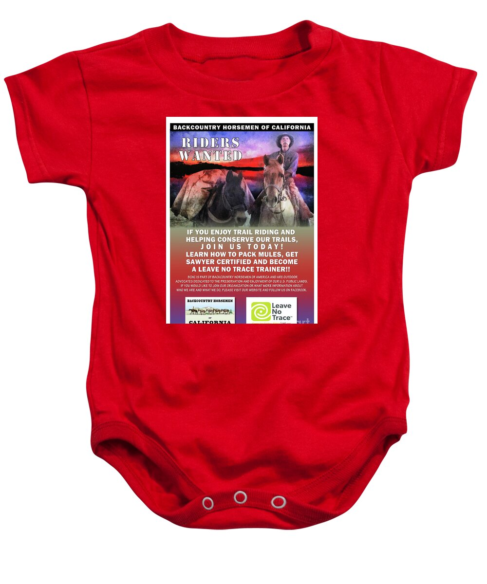 Bchc Baby Onesie featuring the digital art Backcountry Horsemen Join Us Poster II by Rhonda Strickland