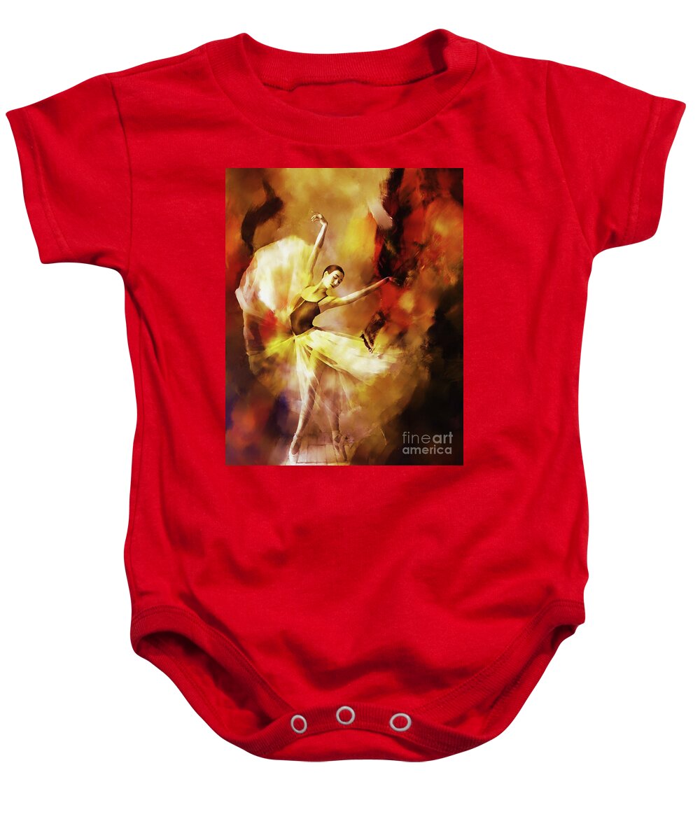 Swan Lake Baby Onesie featuring the painting Ballet Dance 3390 by Gull G