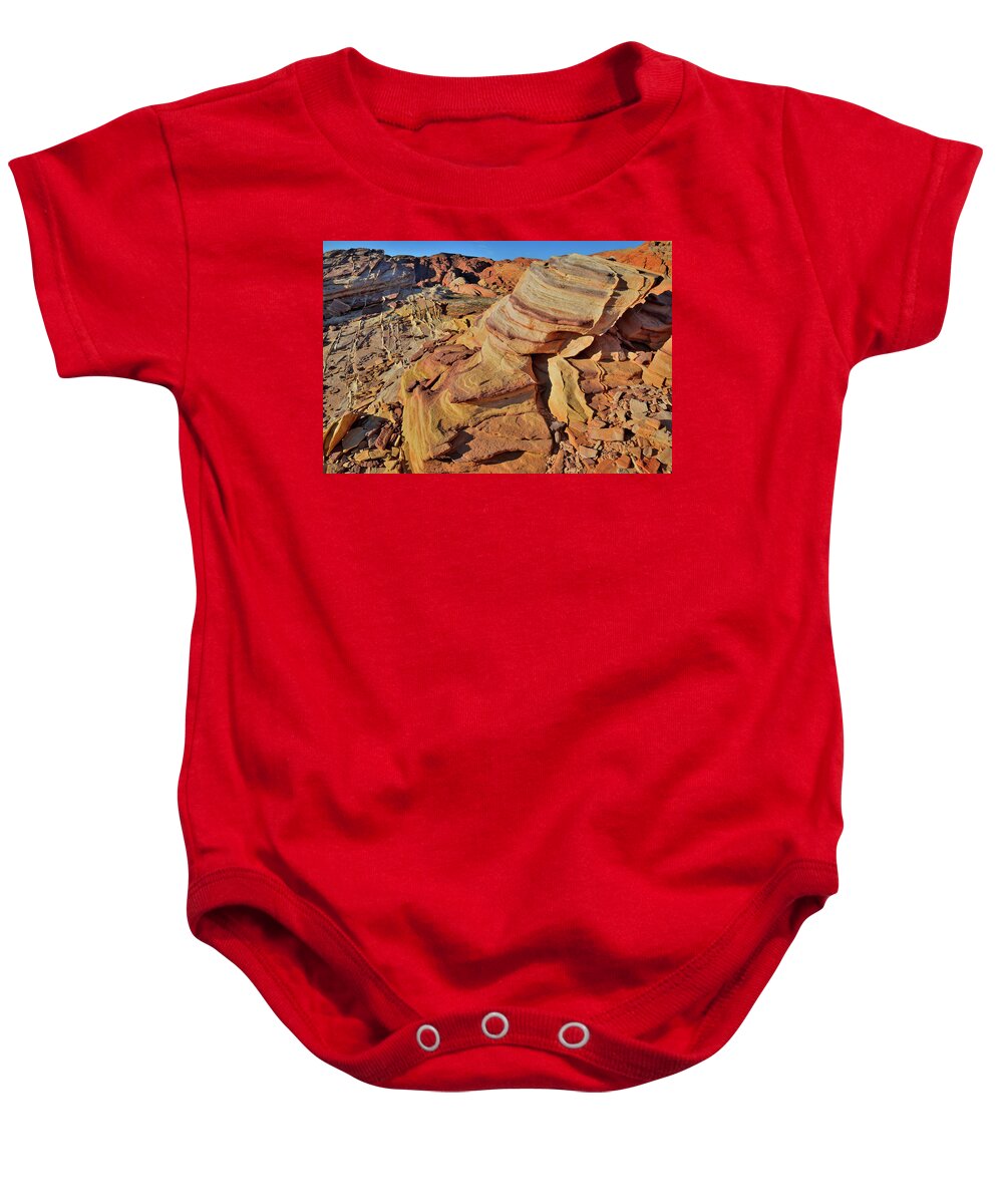 Valley Of Fire State Park Baby Onesie featuring the photograph Bands of Colorful Sandstone in Valley of Fire by Ray Mathis