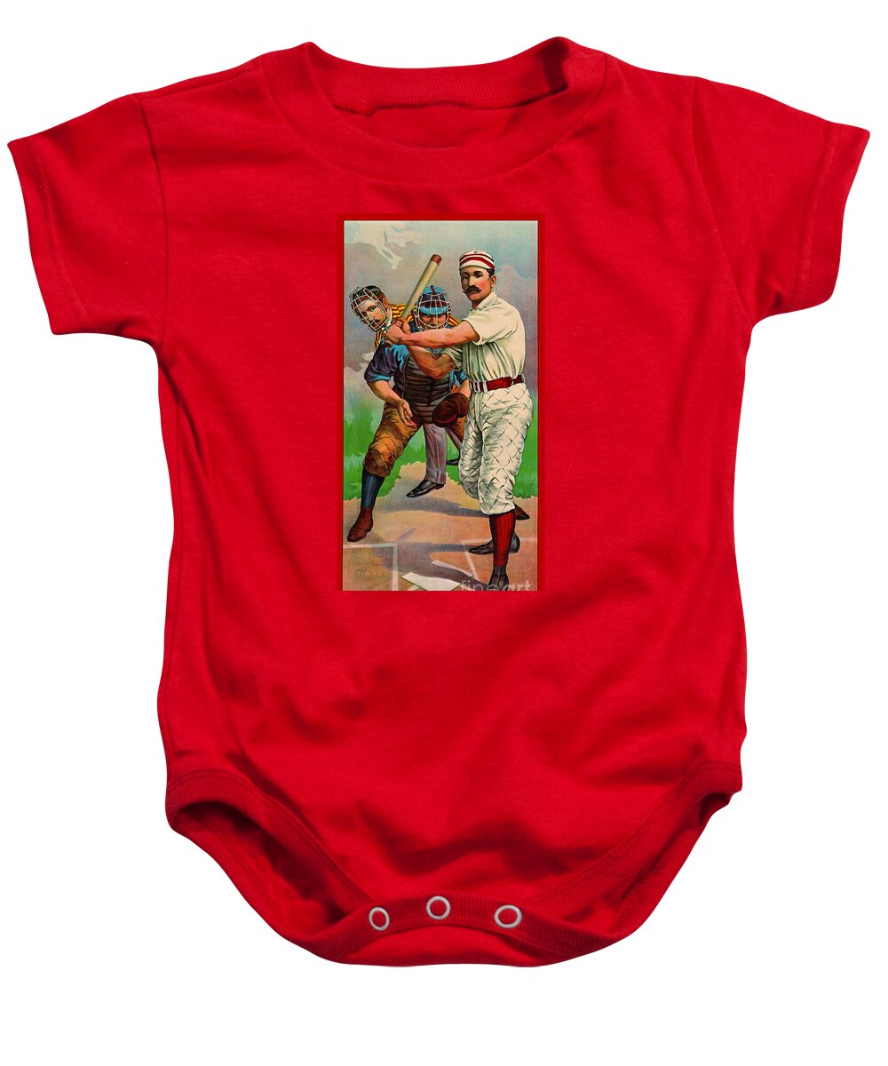 Batter-up 1895b Baby Onesie featuring the photograph Batter Up 1895 b by Padre Art