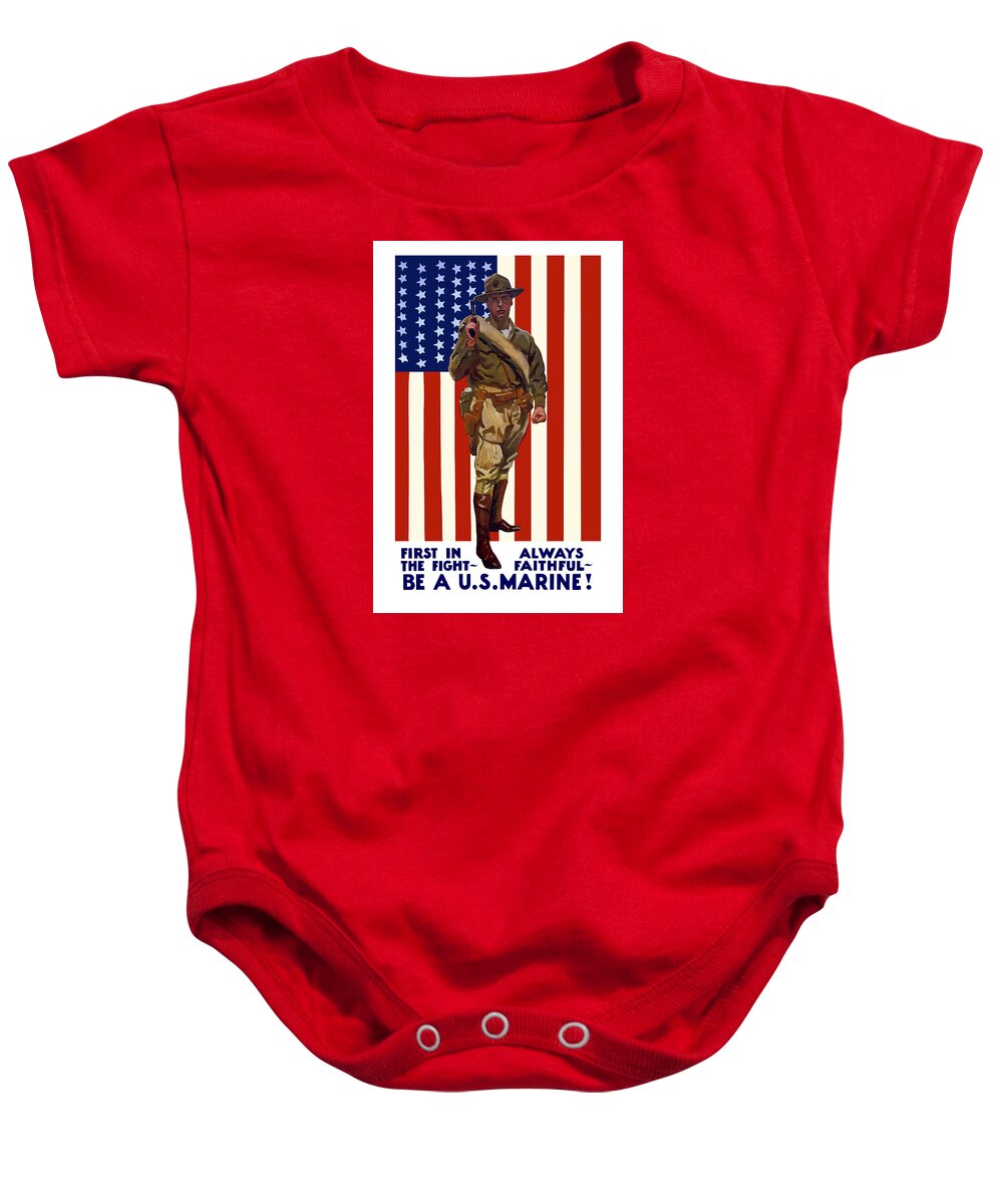 Marine Corps Baby Onesie featuring the painting Be A US Marine by War Is Hell Store