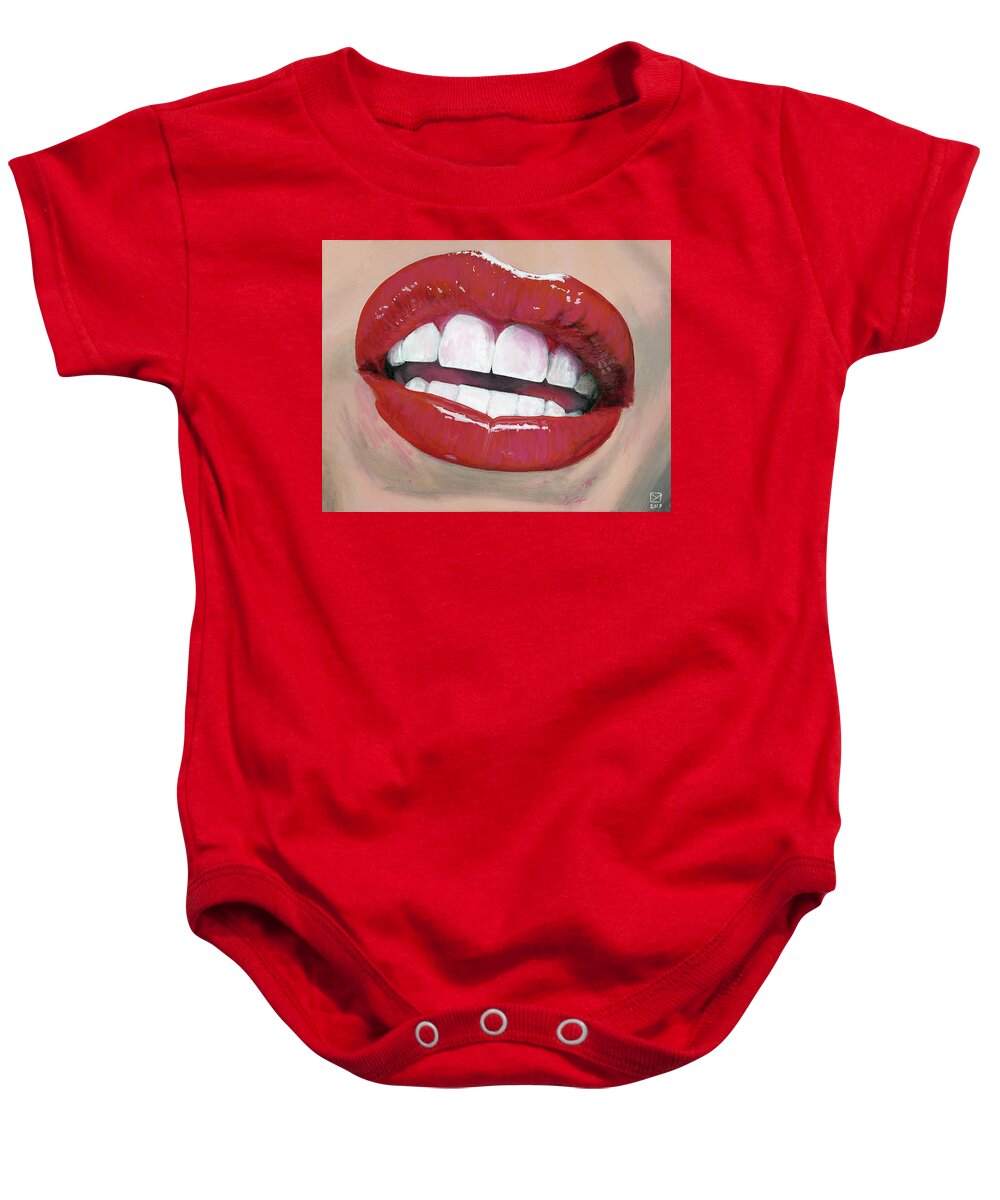 Lips Baby Onesie featuring the painting Beauty is Truth by Matthew Mezo