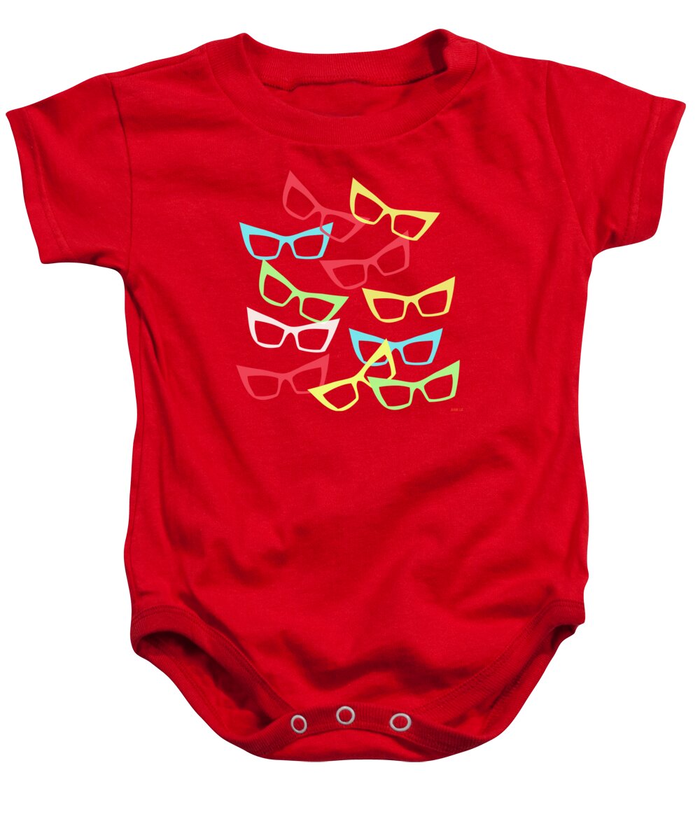  Glasses Baby Onesie featuring the painting Becoming Spectacles by Little Bunny Sunshine