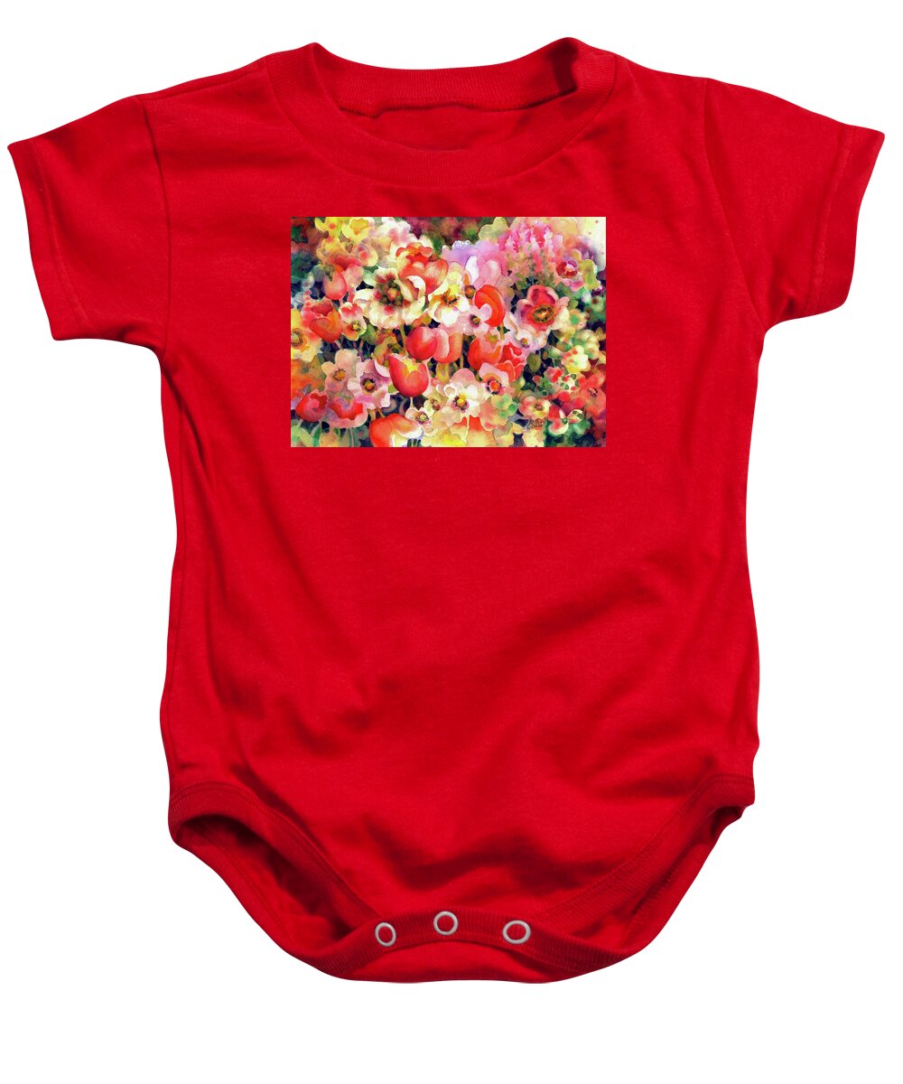 Watercolor Baby Onesie featuring the painting Belle Fleurs II by Ann Nicholson