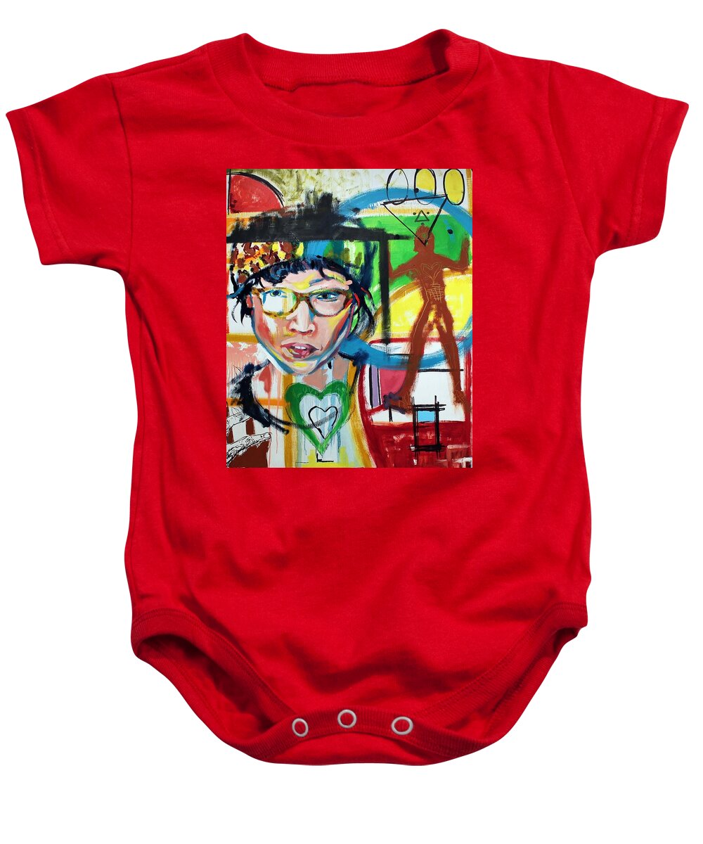 Expressive Baby Onesie featuring the mixed media Beyond the Surface by Aort Reed
