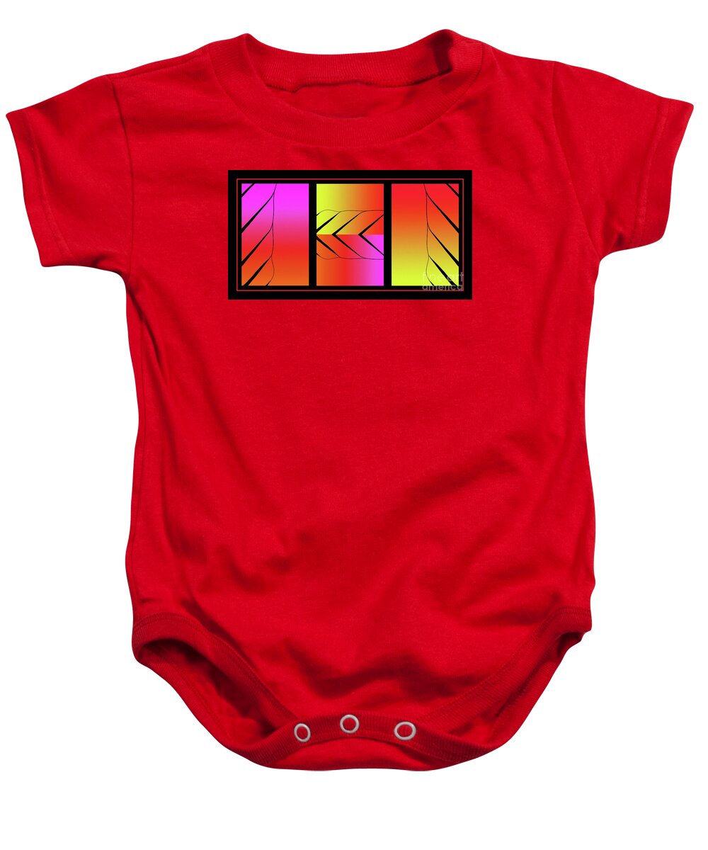 Photography Baby Onesie featuring the photograph Bold Bright Colorful Palm Frond Triptych by Kaye Menner