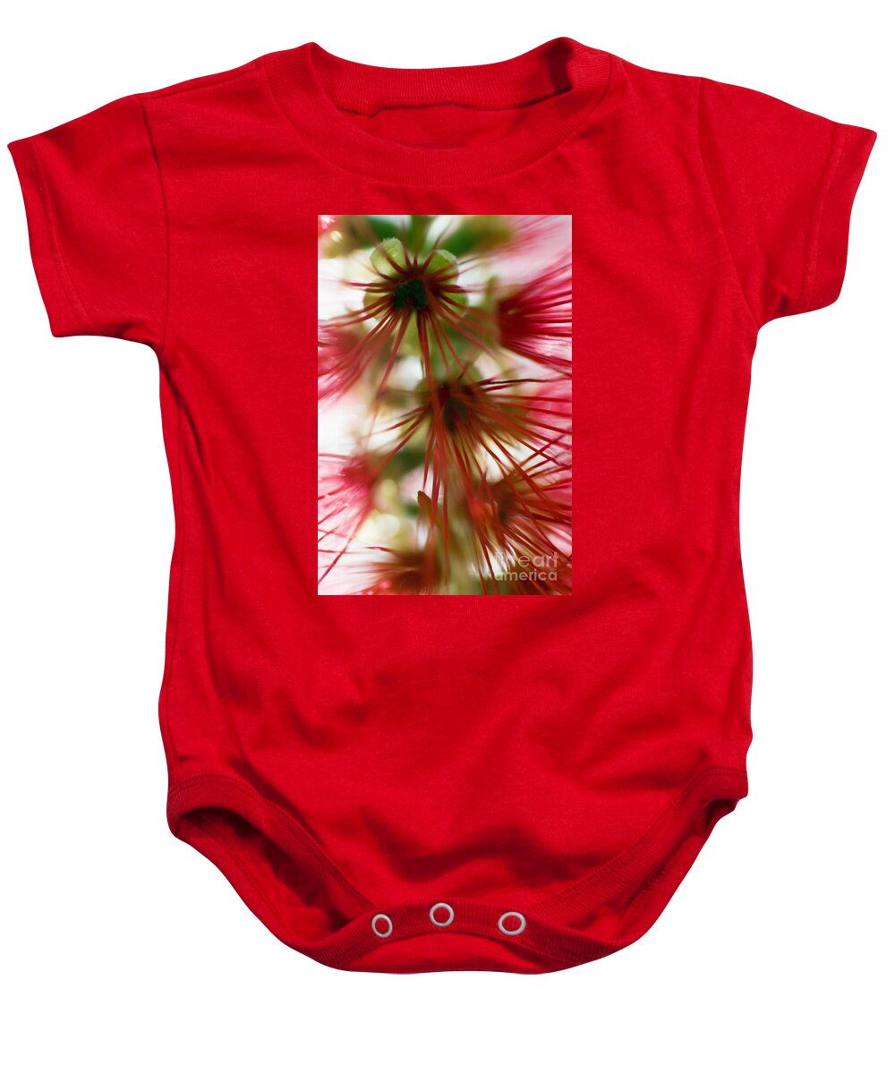 Abstract Baby Onesie featuring the photograph Bottlebrush Abstract by Ray Laskowitz - Printscapes