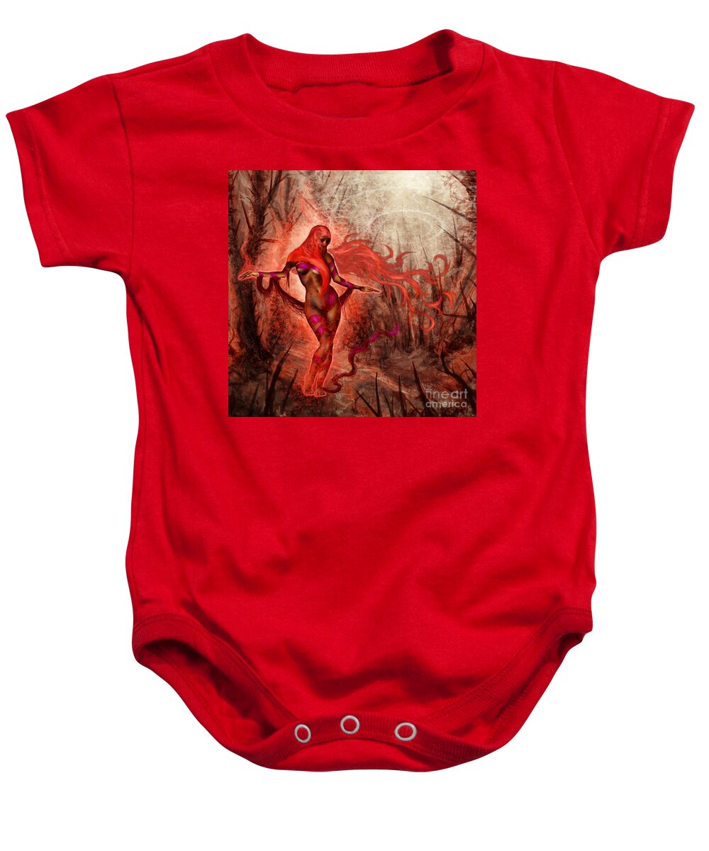 Woman Baby Onesie featuring the mixed media Bring Calm to Chaos by Tony Koehl