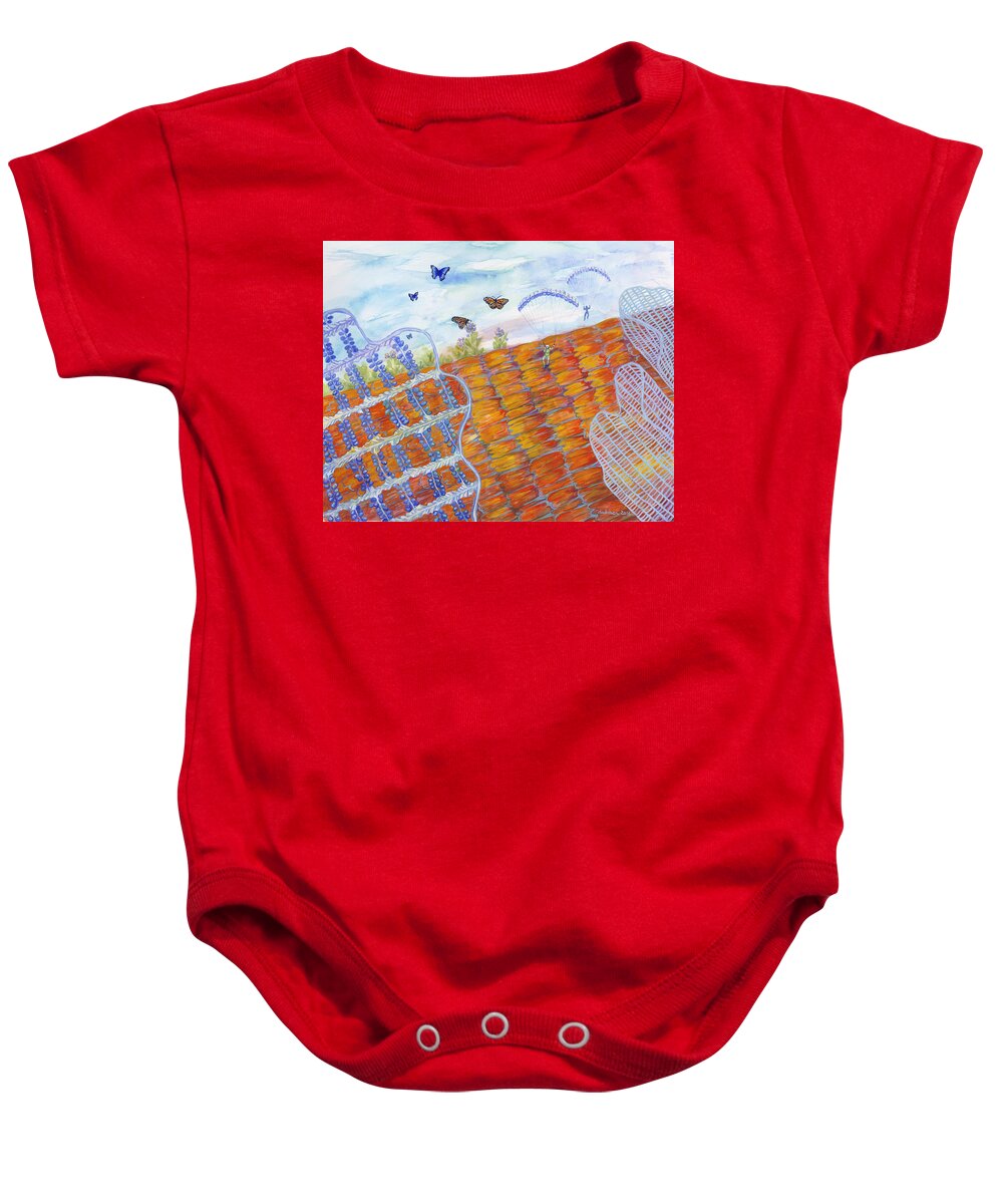 Butterflies Baby Onesie featuring the painting Butterfly's Wings by Shoshanah Dubiner