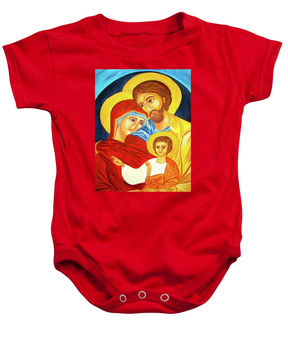 Byzantine Art Baby Onesie featuring the photograph Byzantine Art Holy Family by Munir Alawi