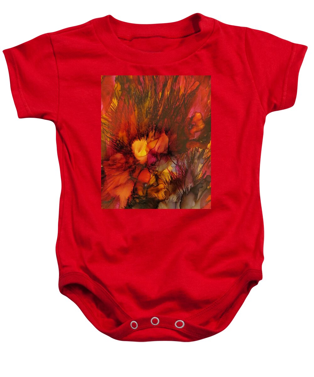 Abstract Baby Onesie featuring the painting Caliente by Soraya Silvestri