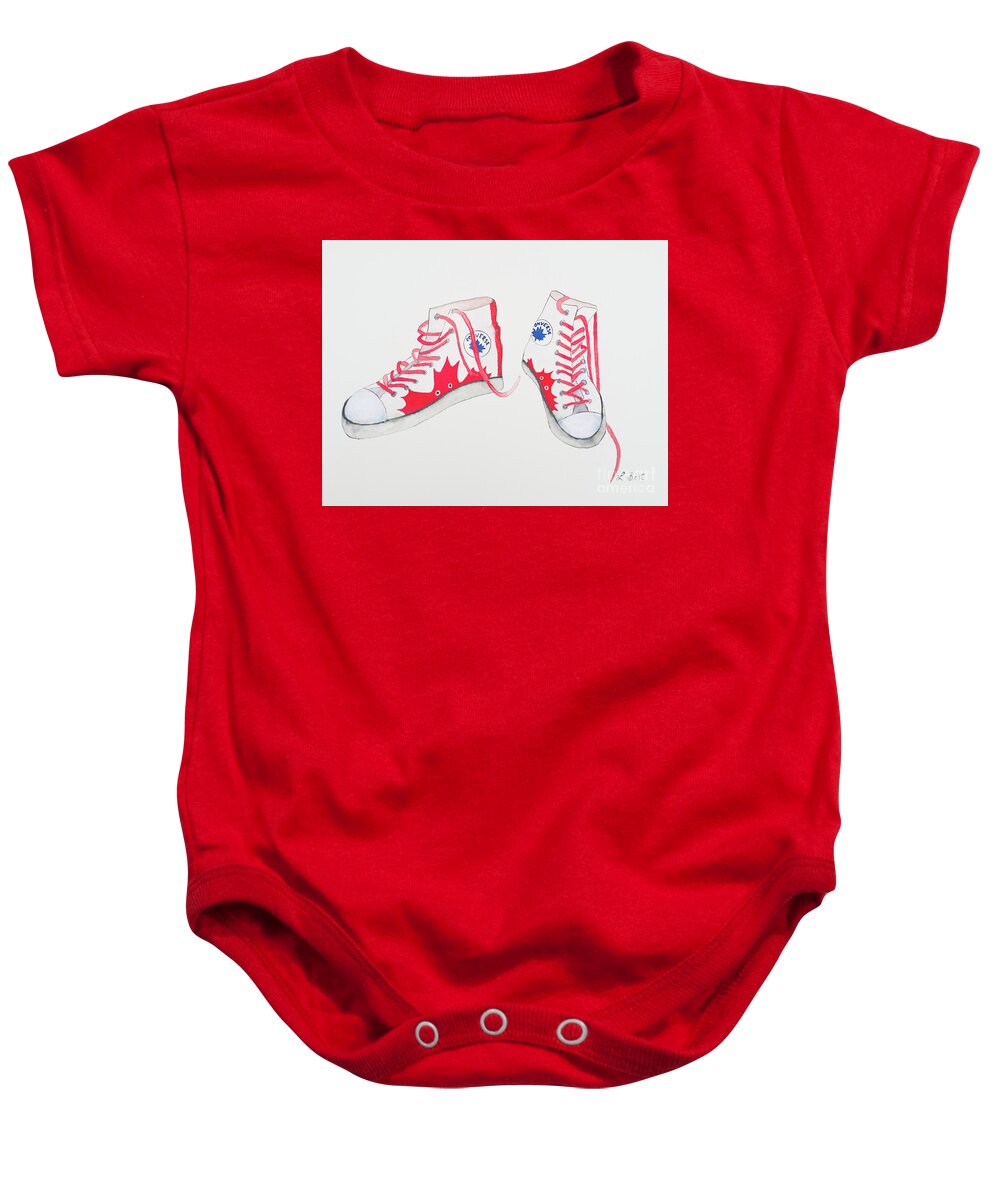 Canada Baby Onesie featuring the painting Canada Converse by Laurel Best