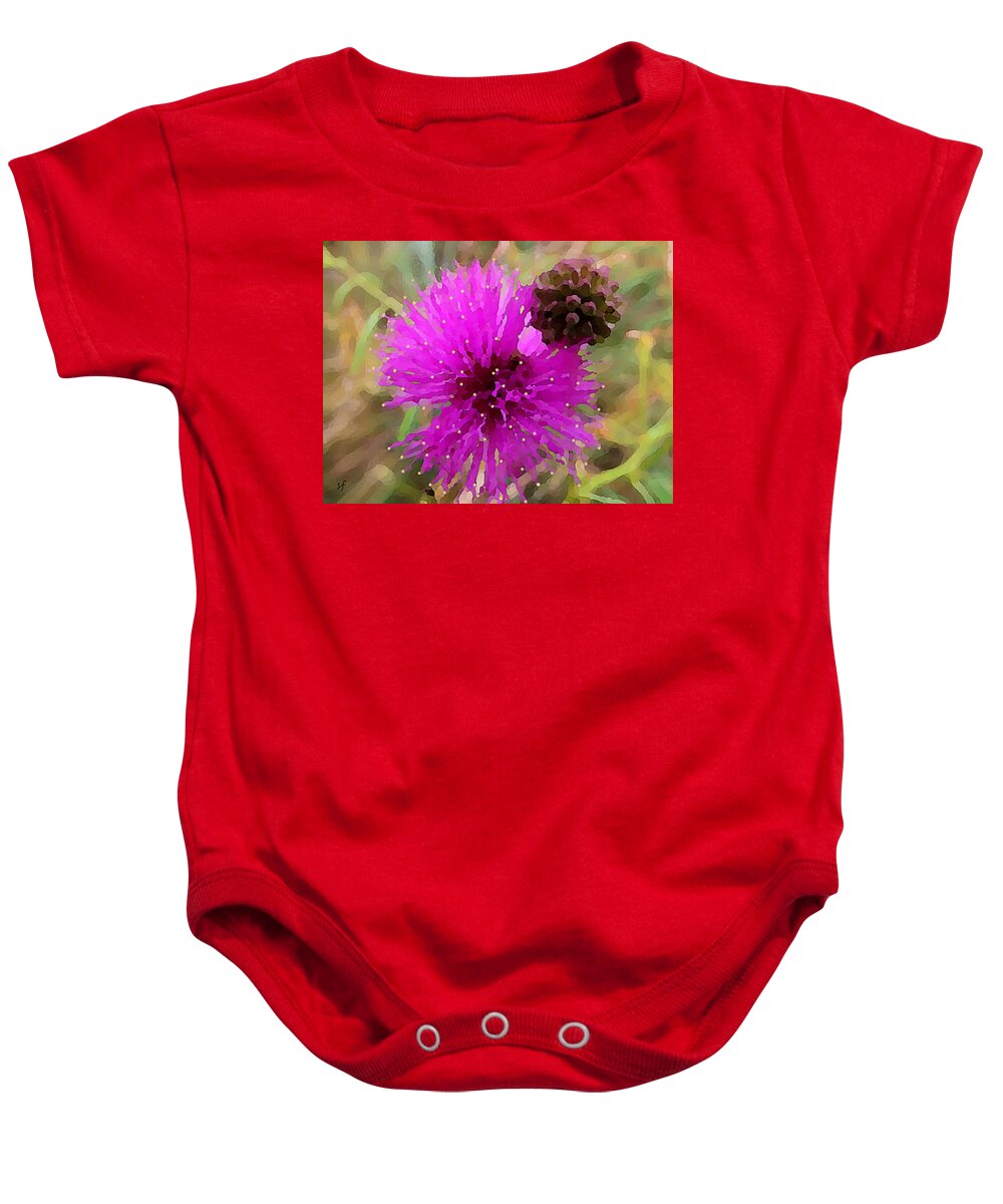 Botanical Baby Onesie featuring the mixed media Catclaw Pink Mimosa by Shelli Fitzpatrick