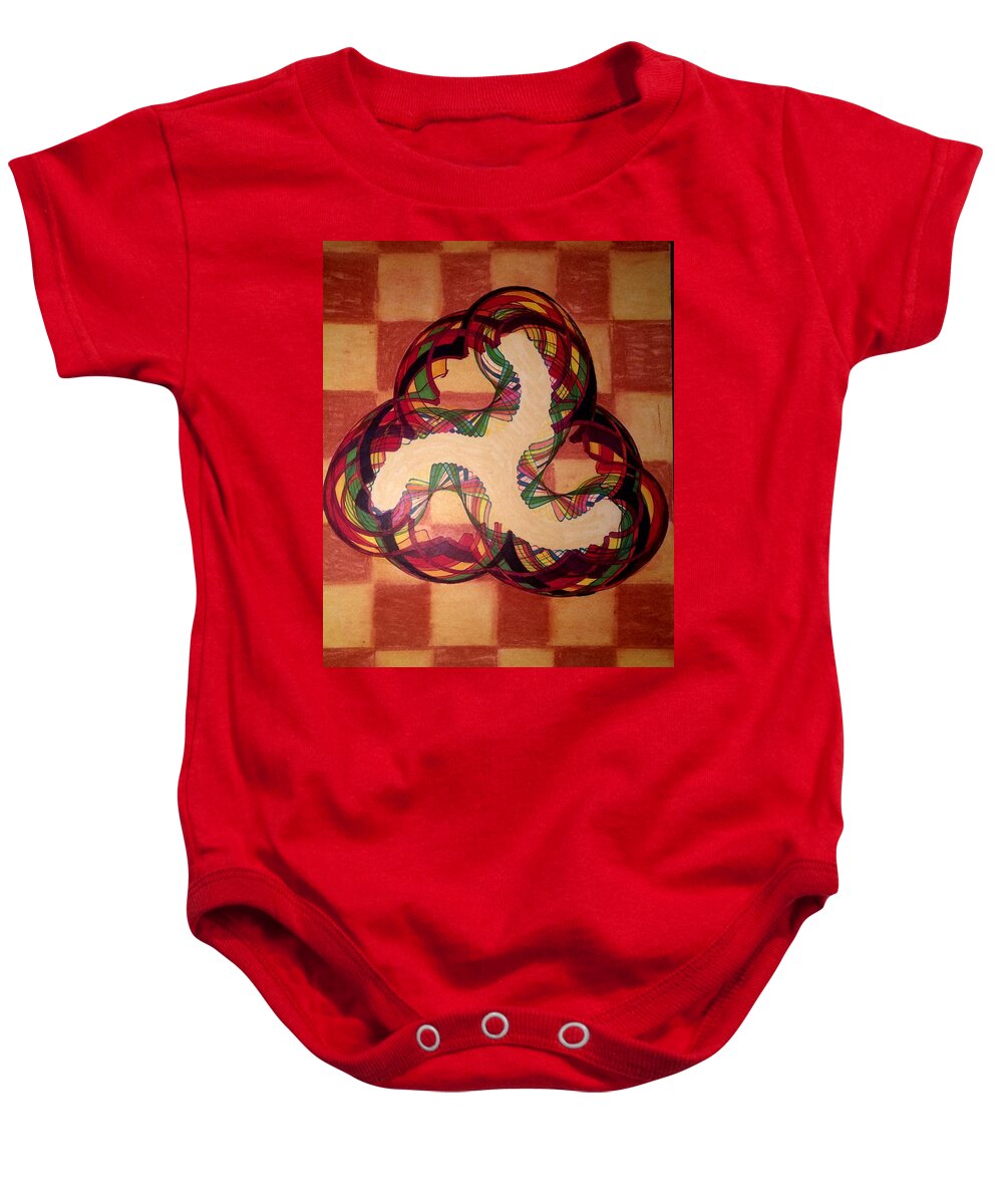 Spirograph Baby Onesie featuring the mixed media Chess Board Anomaly by Steve Sommers