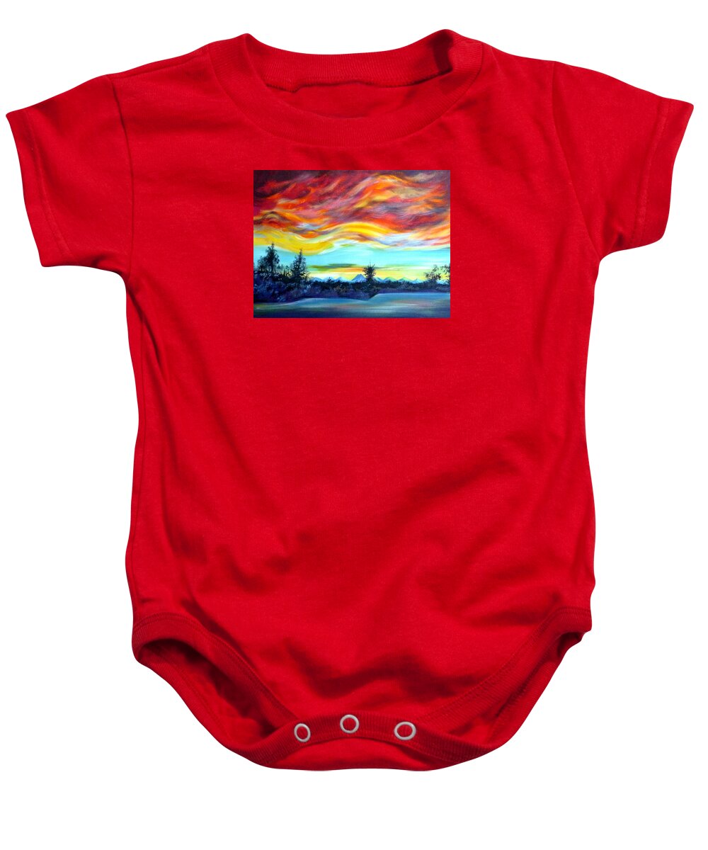 Acrylic Baby Onesie featuring the painting Chinook Arch over Bow River by Anna Duyunova