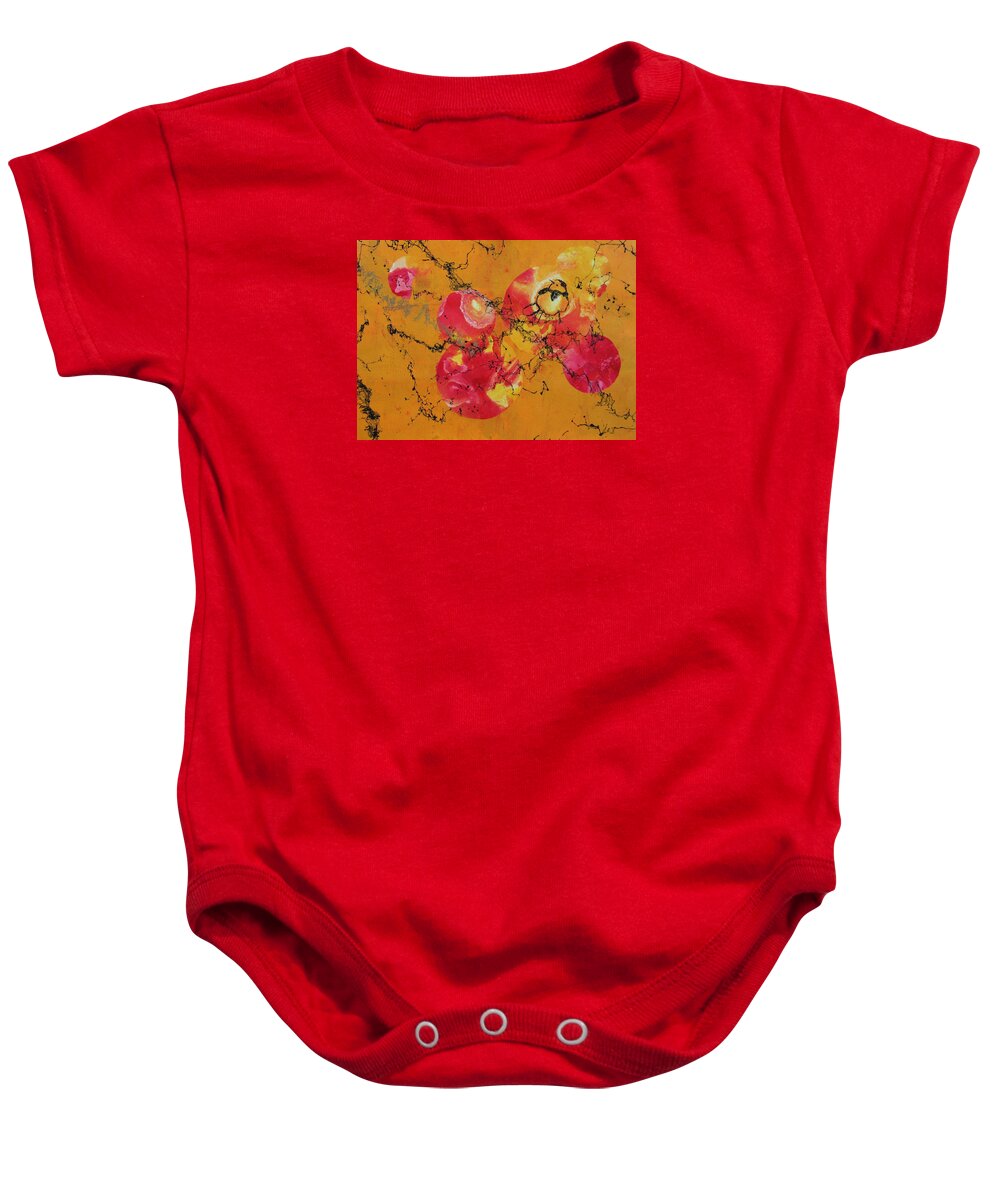 Bird Baby Onesie featuring the painting Chirpy Bird by Louise Adams