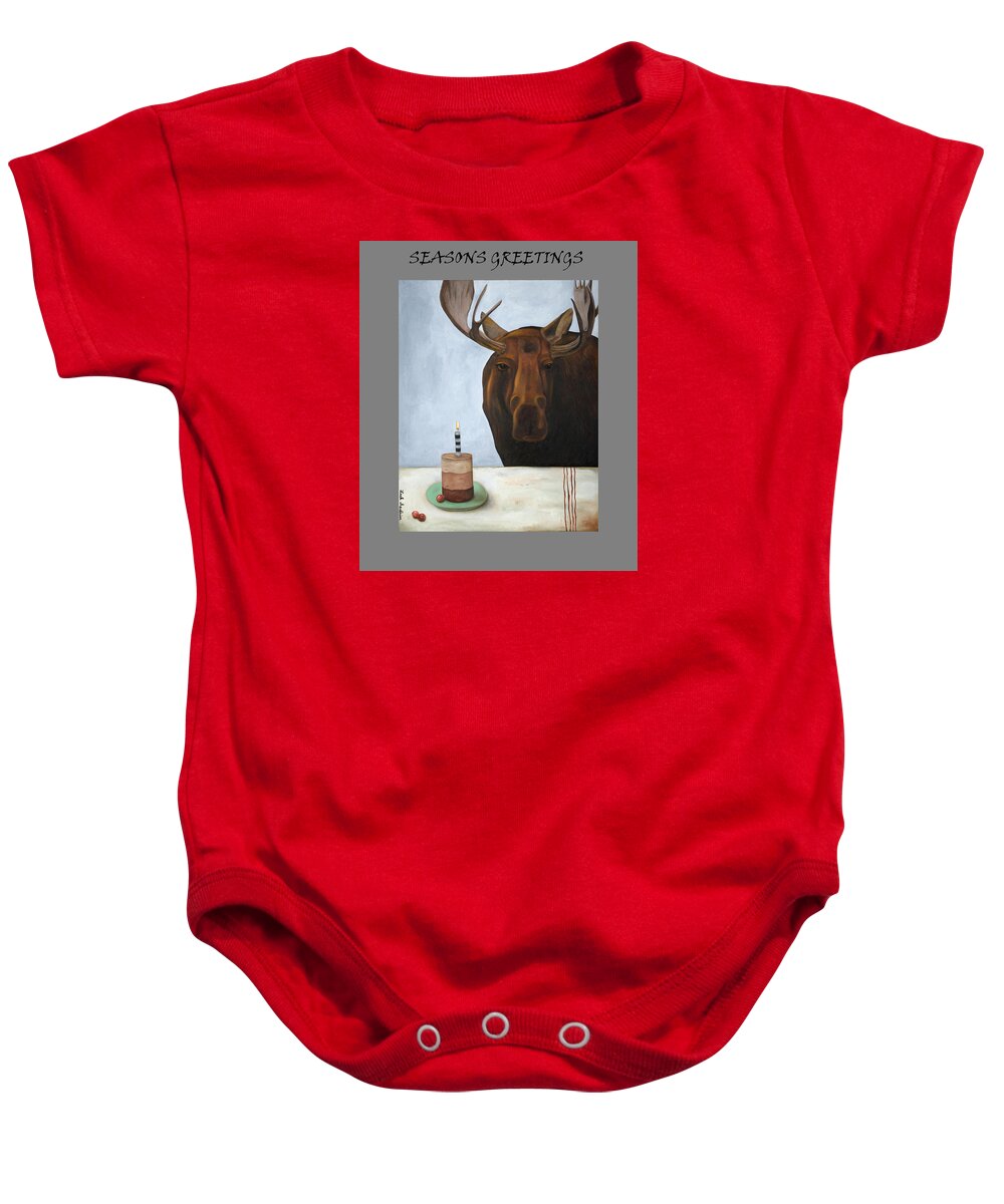 Chocolate Baby Onesie featuring the painting Chocolate Moose Greetings by Leah Saulnier The Painting Maniac
