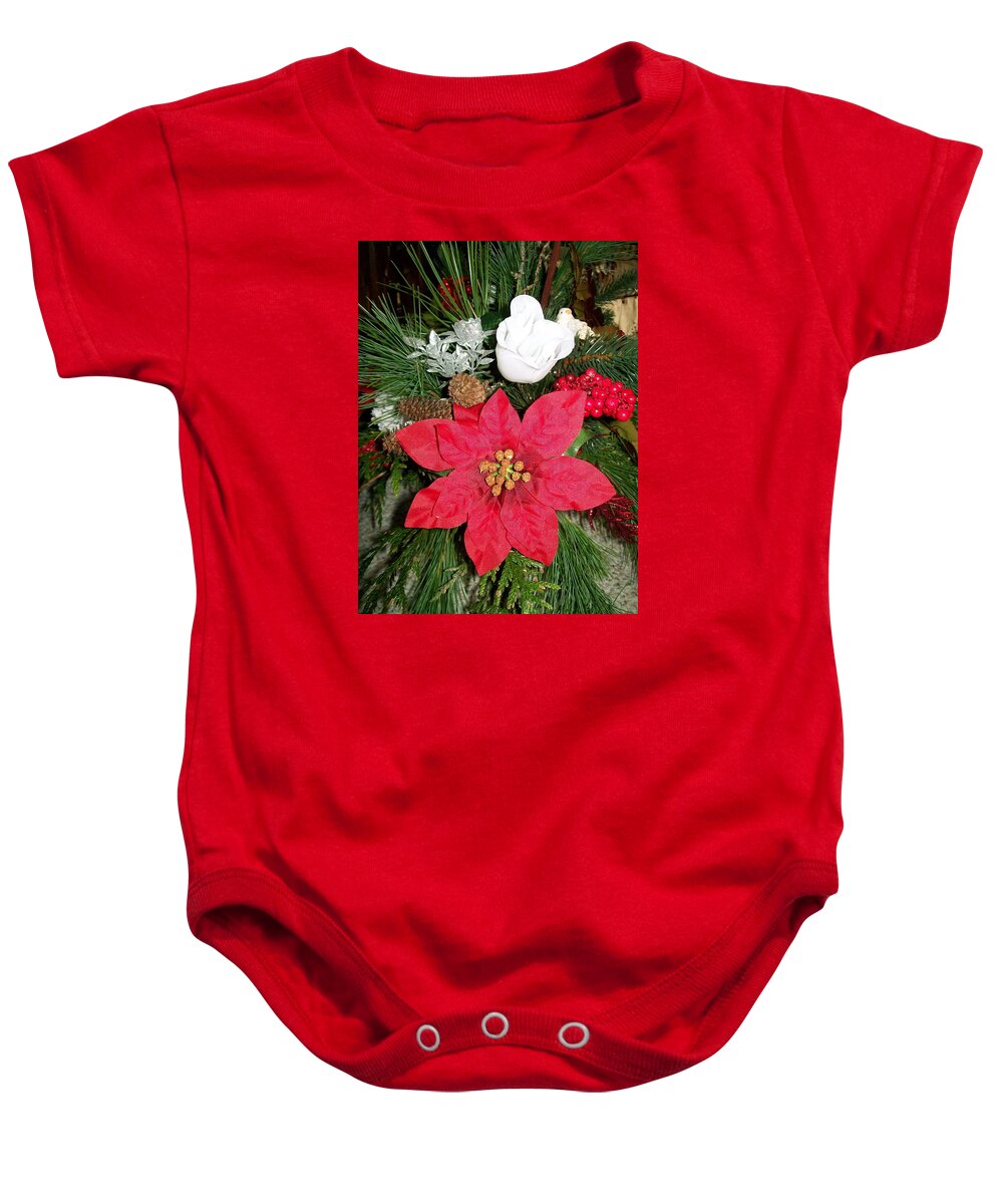 Poinsettia Baby Onesie featuring the photograph Christmas Centerpiece by Sharon Duguay
