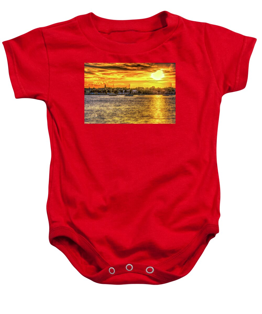 St Augustine Baby Onesie featuring the photograph City Evening by Joseph Desiderio