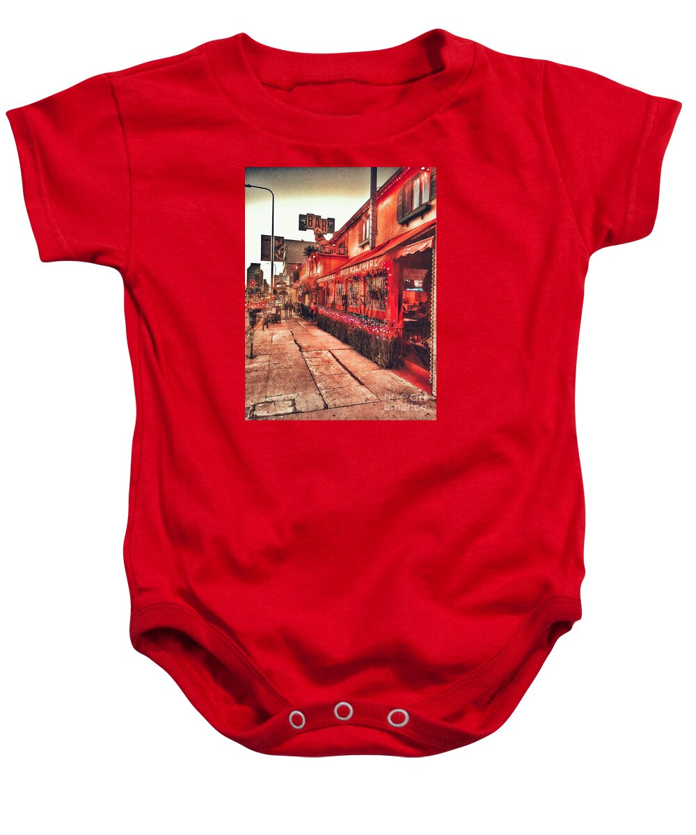 Street Scene Baby Onesie featuring the photograph West Los Angeles Cocktail Row by Jenny Revitz Soper