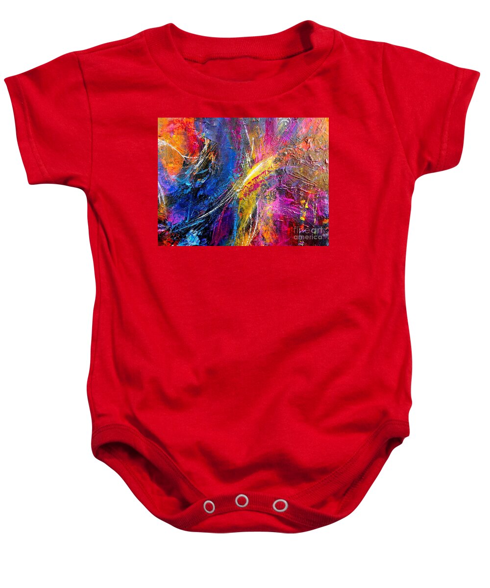 Abstract Expressionist Artwork Baby Onesie featuring the painting Come to call by Priscilla Batzell Expressionist Art Studio Gallery