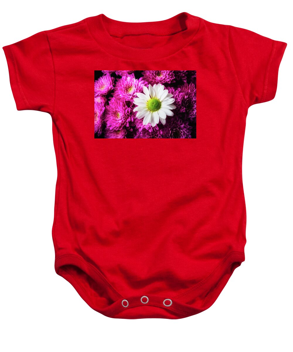 Pink Baby Onesie featuring the photograph Daisy In Pompons by Garry Gay