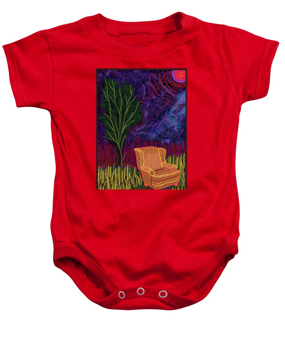Spiritual Baby Onesie featuring the digital art Dave's Chair by Rod Whyte