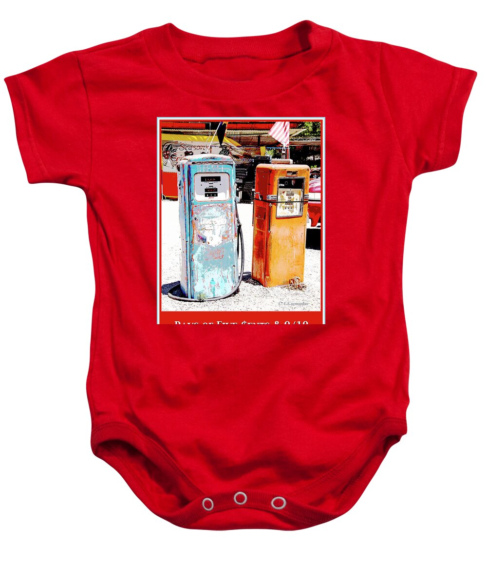 Yesteryear Baby Onesie featuring the photograph Days of Five and Nine Tenths Cents Per Gallon by A Macarthur Gurmankin