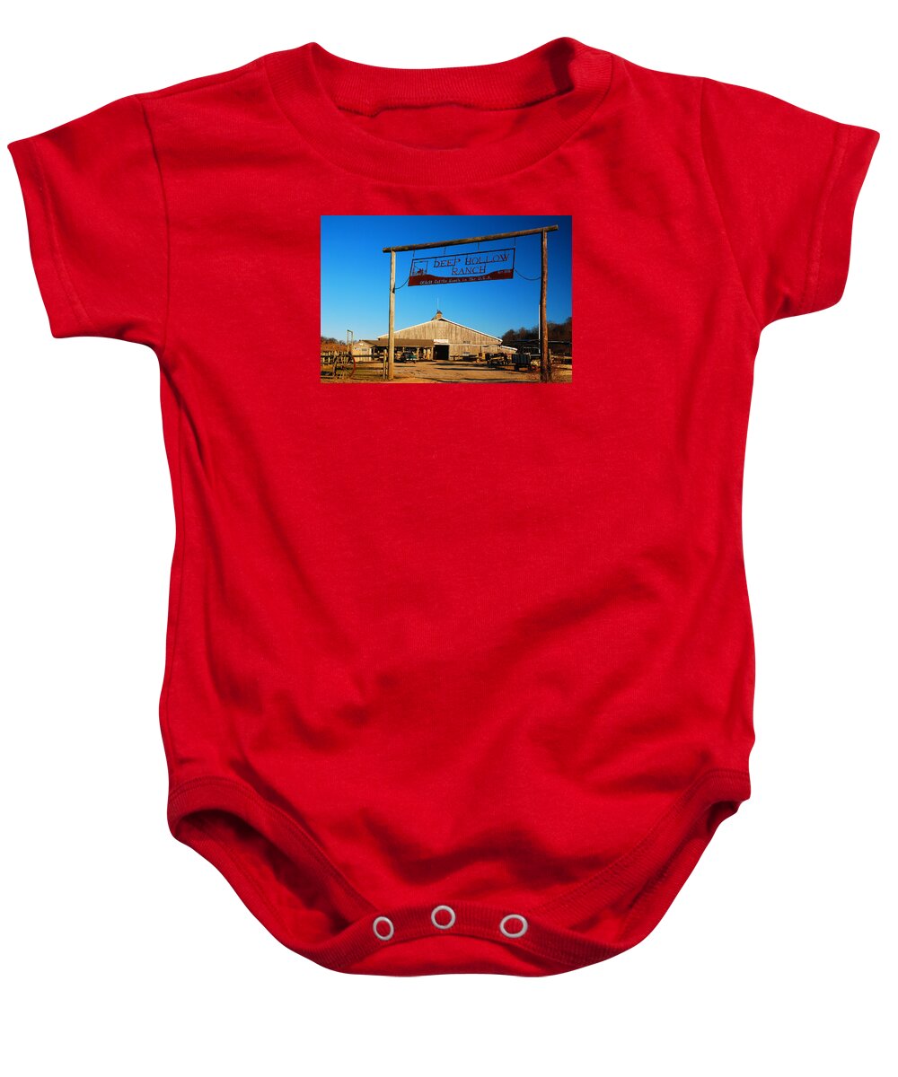 Deep Baby Onesie featuring the photograph Deep Hollow Ranch by James Kirkikis