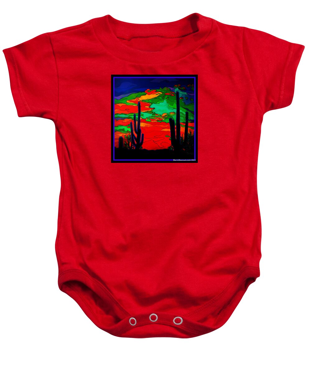 Desert Baby Onesie featuring the painting Desert Sky SOLD by MarvL Roussan