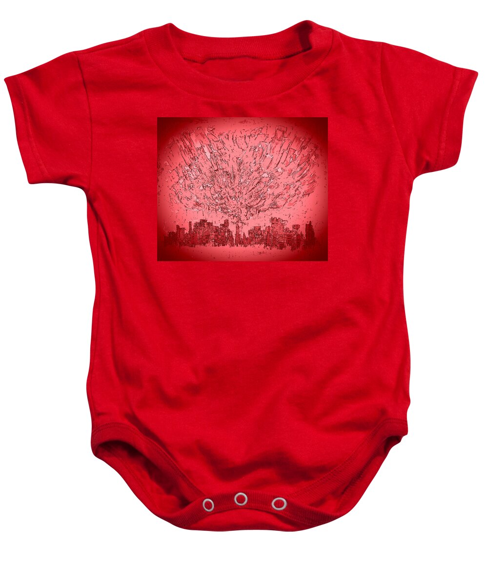 City Digital Arwork Baby Onesie featuring the painting DG3 - yes heart D3 by KUNST MIT HERZ Art with heart