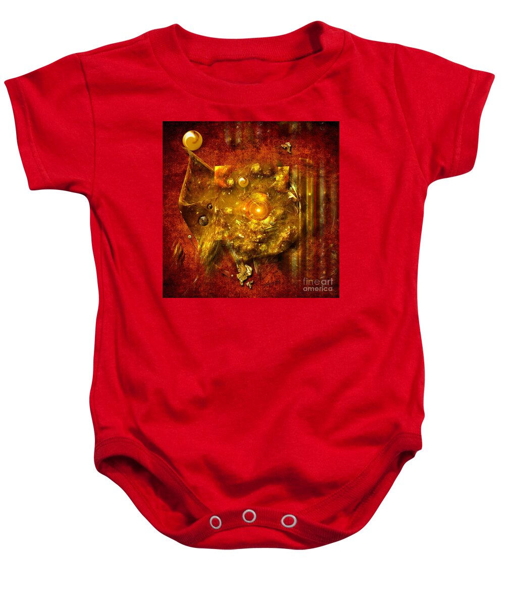 Gold Baby Onesie featuring the painting Dimension hole by Alexa Szlavics