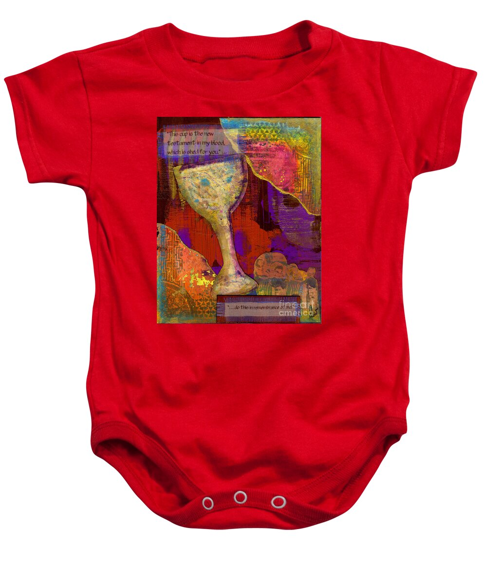 Wood Baby Onesie featuring the mixed media Do This in Remembrance by Angela L Walker