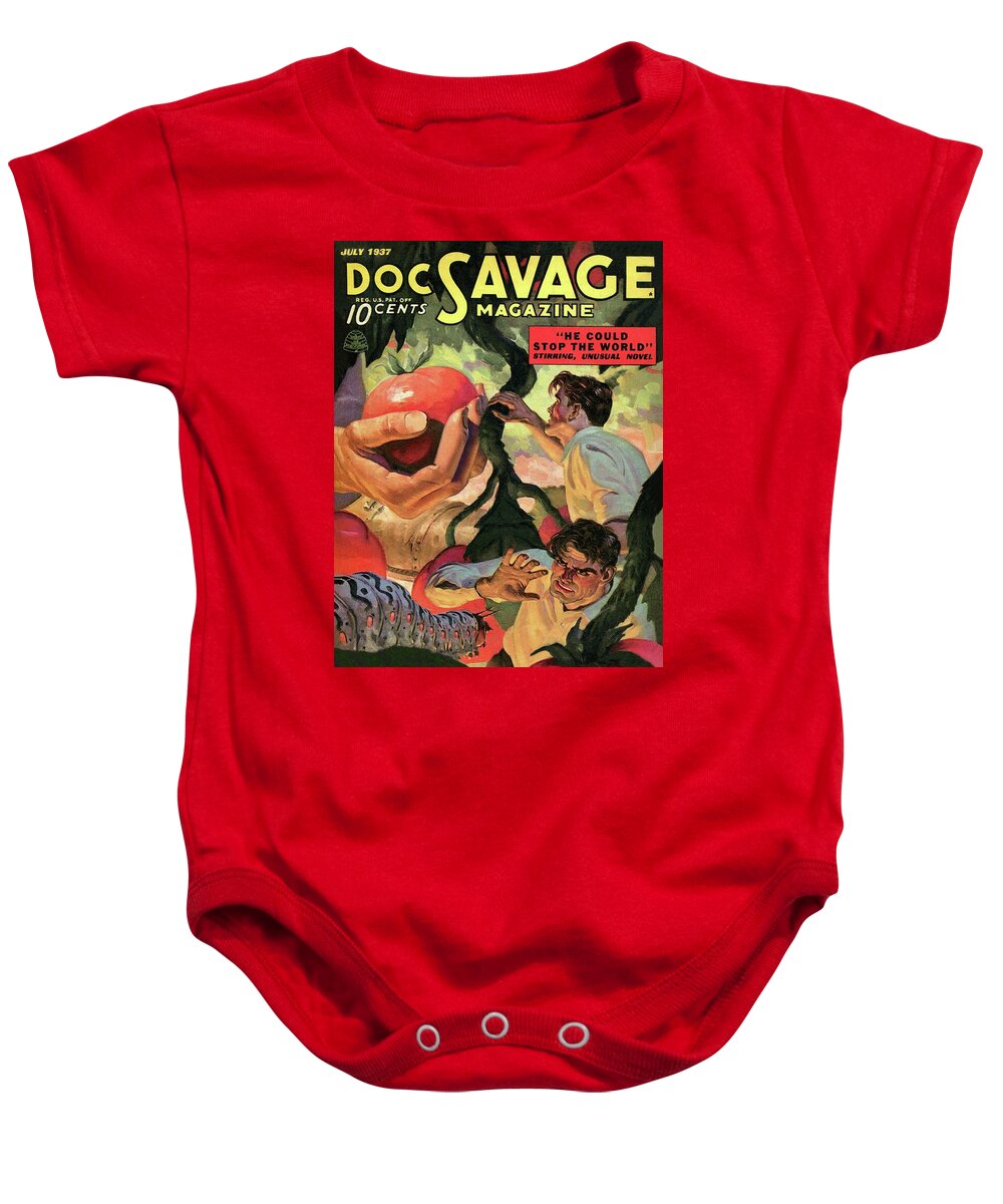 Doc Savage Baby Onesie featuring the drawing Doc Savage He Could Stop the World by Conde Nast
