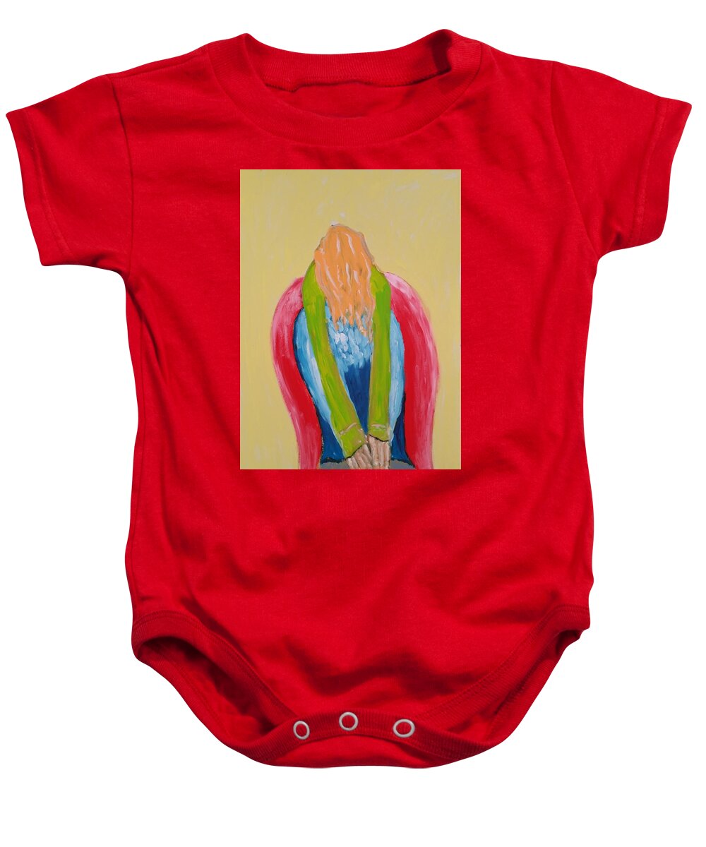 Red Baby Onesie featuring the painting Embrace IV by Bachmors Artist
