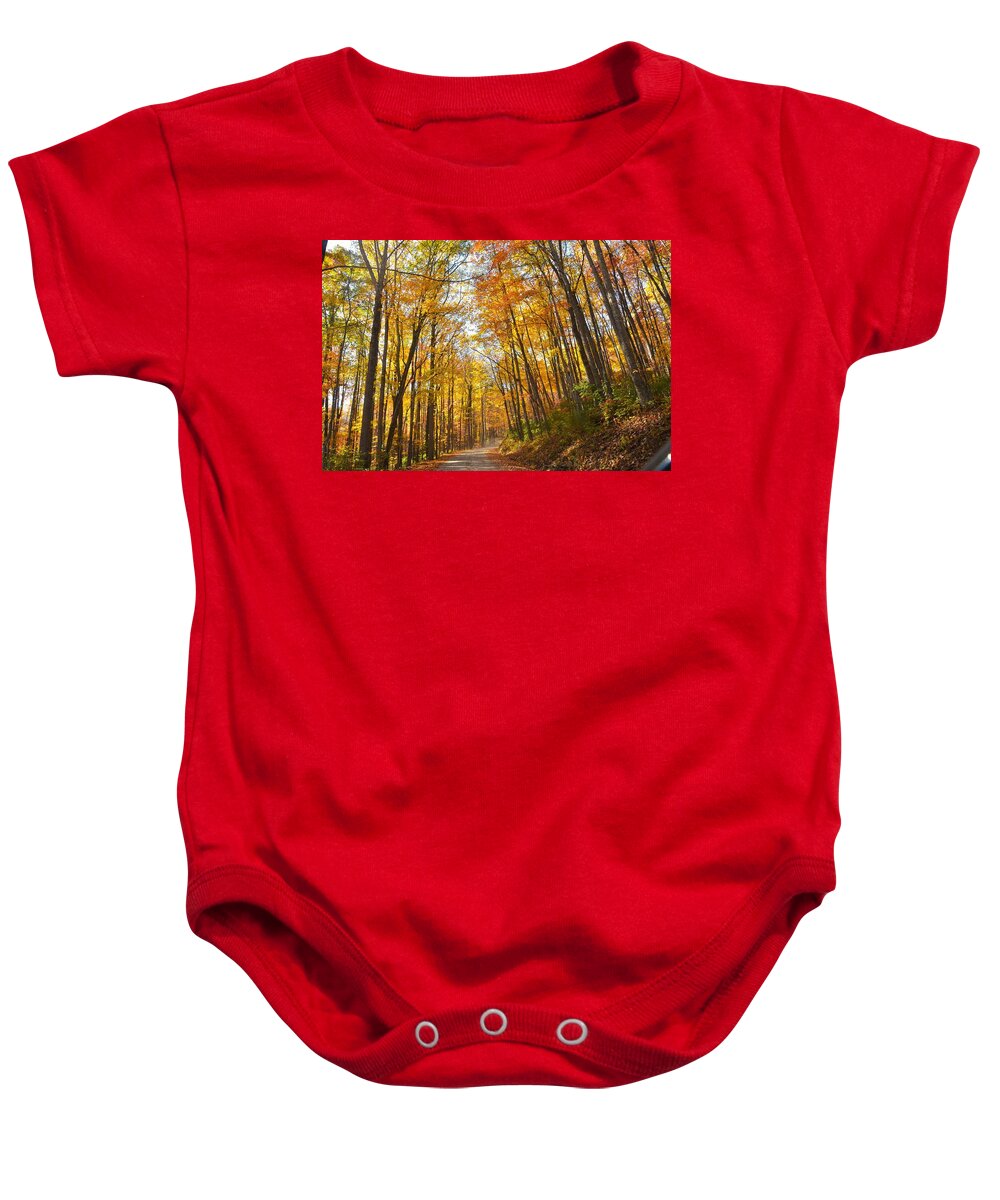  Baby Onesie featuring the photograph Fall Road by Chuck Brown