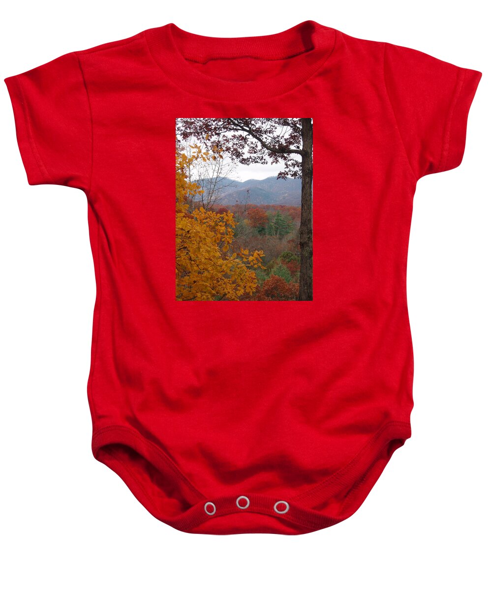 Autumn Baby Onesie featuring the photograph Fall Window by Allen Nice-Webb