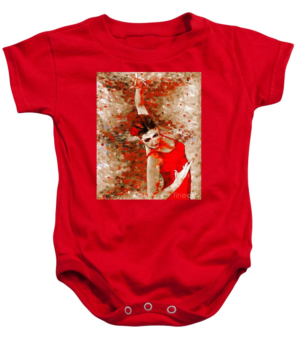 Flamenco Baby Onesie featuring the painting Female dream dancer by Gull G