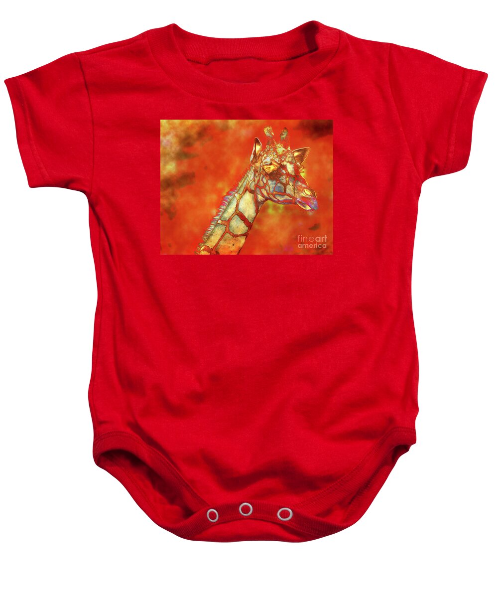 Fire In Africa Baby Onesie featuring the mixed media Fire in Africa by David Millenheft