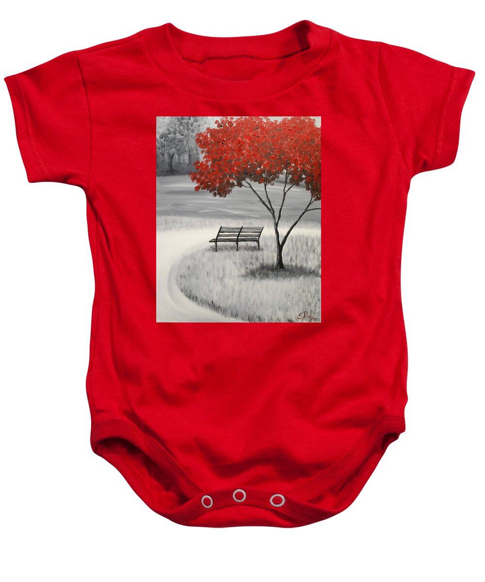 Autumn Tree Baby Onesie featuring the painting Fire Tree by Emily Page