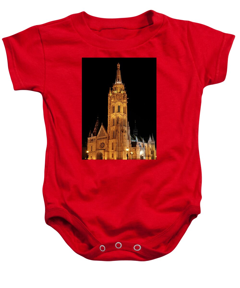 Architecture Baby Onesie featuring the digital art Fishermans Bastion - Budapest by Pat Speirs