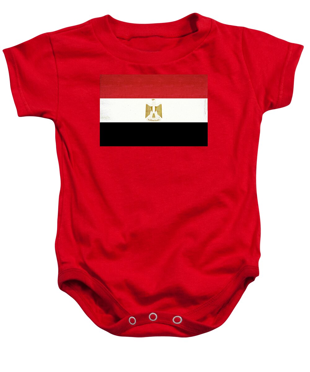 Egypt Baby Onesie featuring the digital art Flag of Egypt Grunge by Roy Pedersen